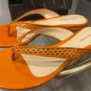 Alexandre Birman Orange Sandals with Snakeskin Trim